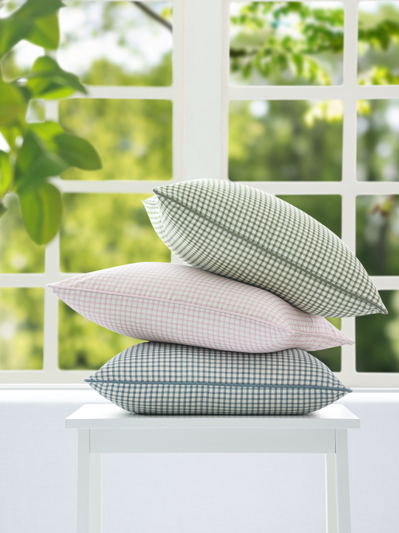 MM Linen Gingham Cushions | Blue, Pink & Green Linen Cotton image 0